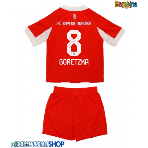 Maglie da calcio Bayern Munich Leon Goretzka #8 Prima Maglia Bambino 2025-26 Manica Corta + Pantaloni corti)